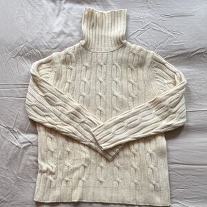 Men’s Banana Republic Cream Wool Cashmere Turtleneck Fishermans Sweater M Medium